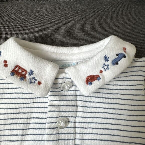 Edgehill Collection 3 Months Baby Romper Stripes Newborn Embroidered Collared - Picture 3 of 6